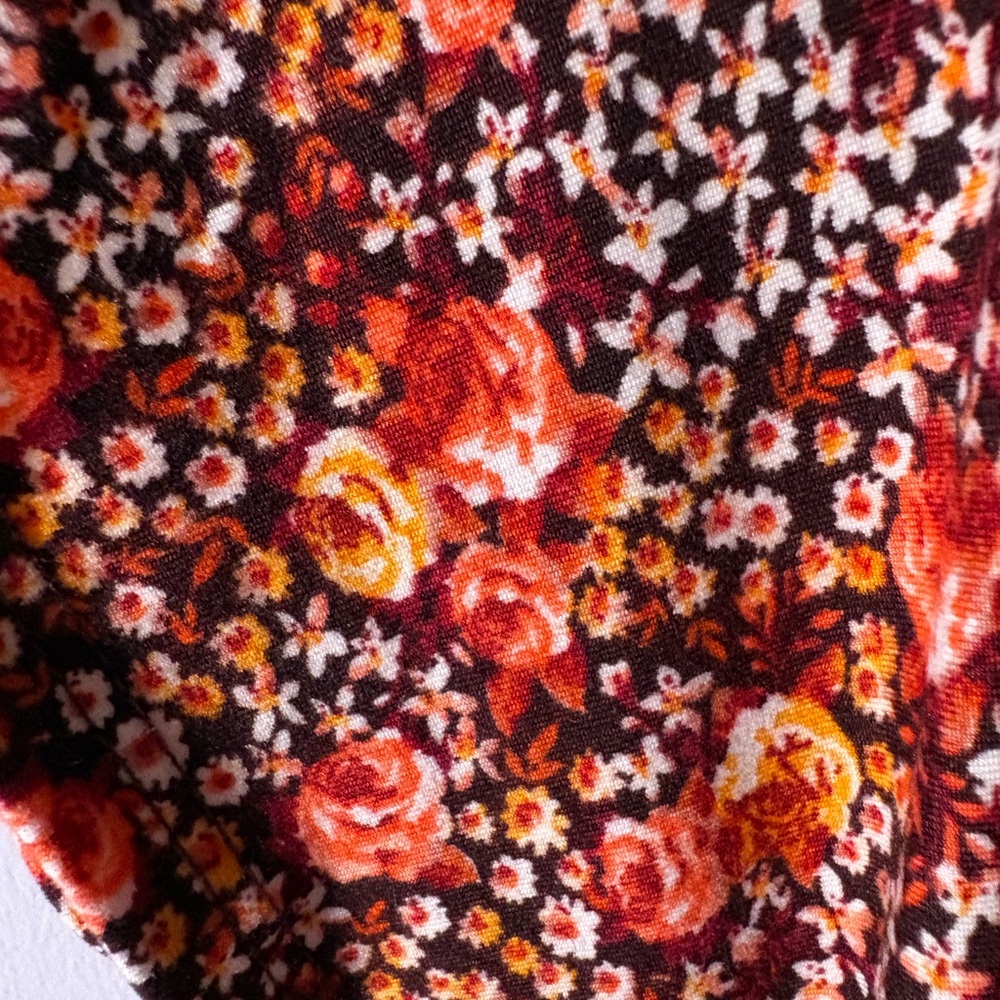 Urban Outfitters Floral V-Neck Short Sleeve Babydoll Dress in Rust Red XS - Picture 6 of 6